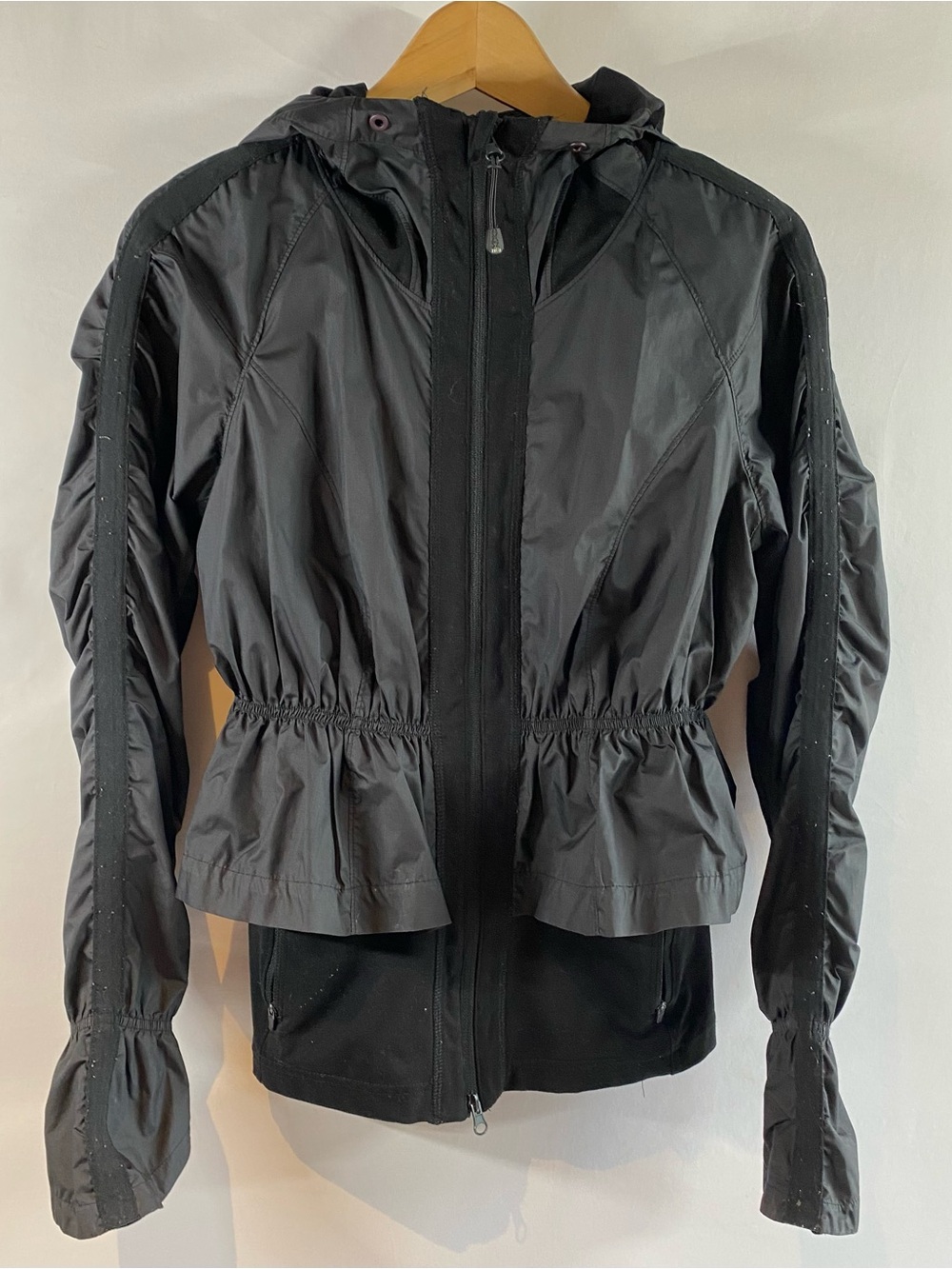 Zella Hooded Peplum Active Elastic Waist Full Zip Utility Jacket, Size S